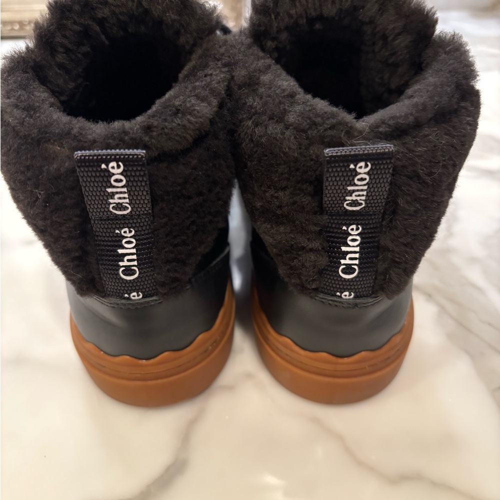 Chloé Black and Brown Shearling Boots